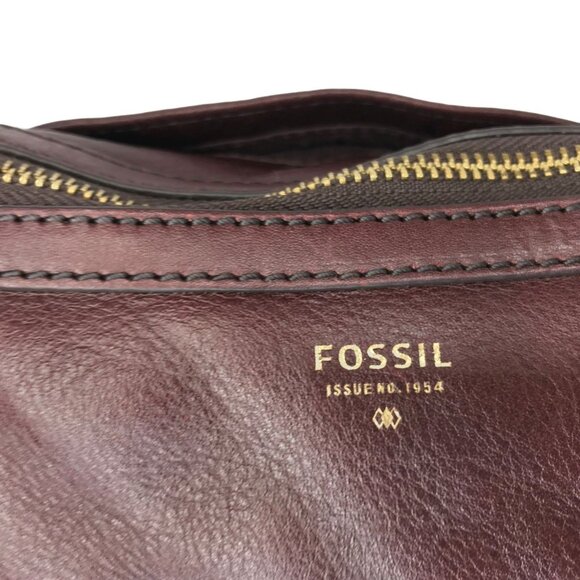 FOSSIL Sydney Burgundy Leather Double Handle Large Tote Bag Zip Top - Picture 7 of 14